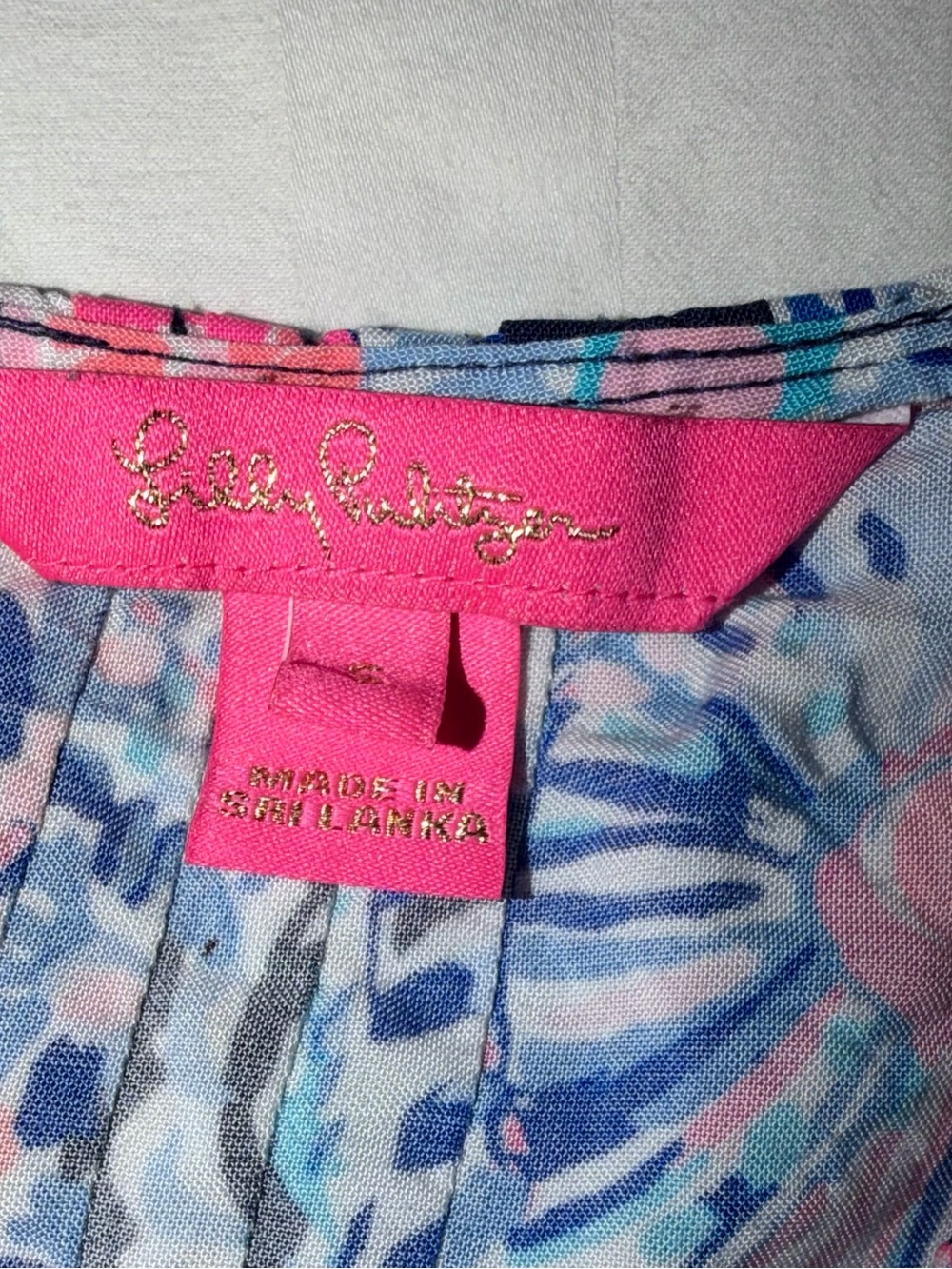 Lilly Pulitzer Hollie Tunic Top Flounce Sleeve Blooming Blue Pink Med MSRP $128 - Picture 7 of 10